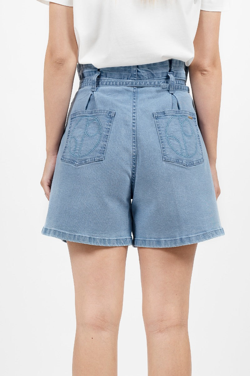 Montana Denim Paperbag Shorts - Sky