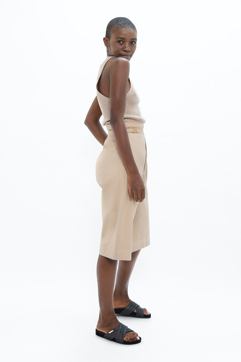 Florence Above Knee Pants - Sand Beige