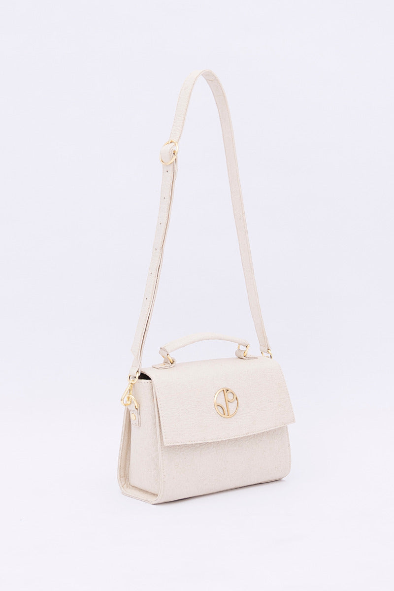 London Sadle Bag Pinatex - Latte White