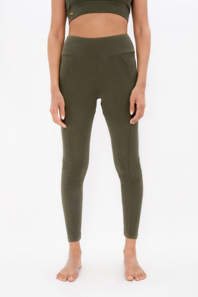 Munich Ankle Length Legging - Green Ash