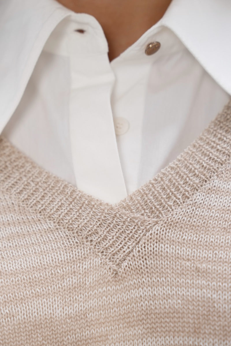 Nagano V-Neck Sweater - Sand Marl