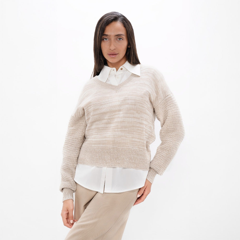 Nagano V-Neck Sweater - Sand Marl