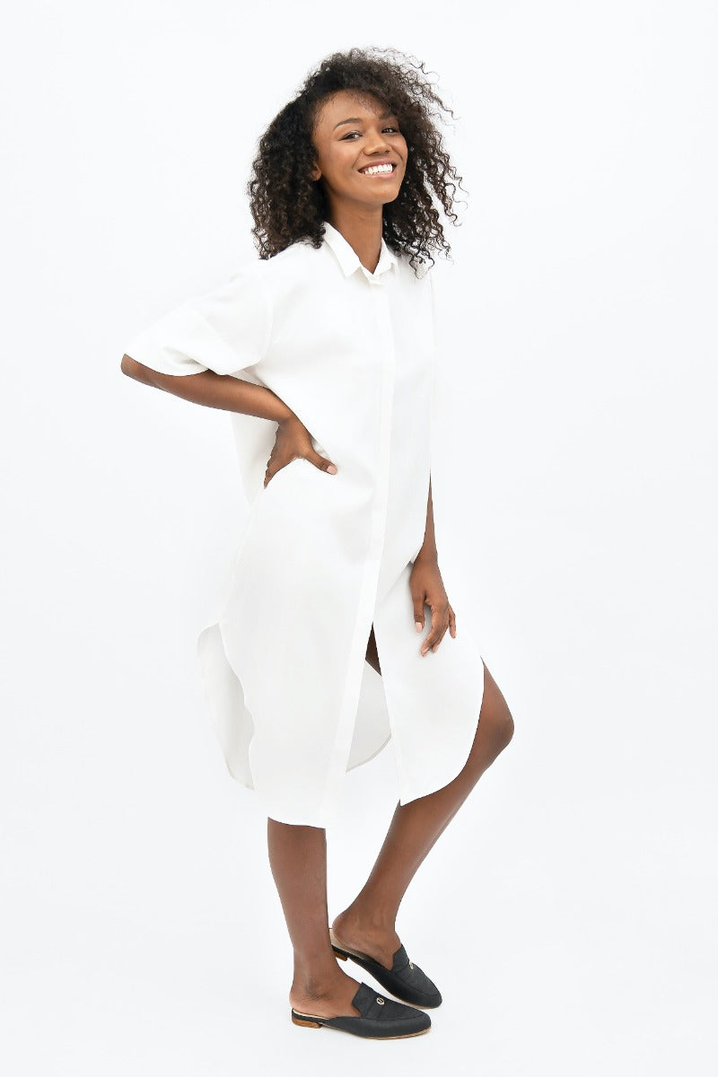 Seville Midi Dress - Porcelain White