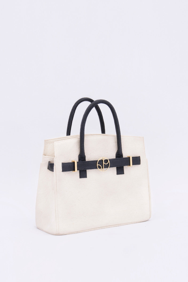 Sydney Handbag Pinatex - Latte White