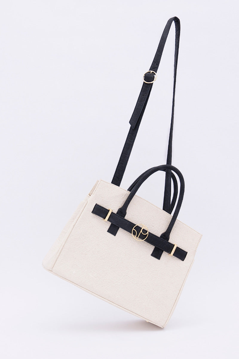 Sydney Handbag Pinatex - Latte White